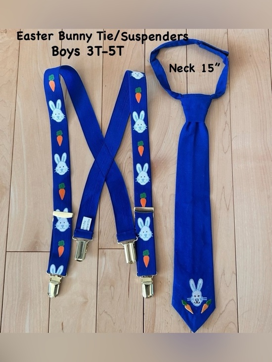 Other - New Kids Blue Easter Bunny Tie and Suspenders Set